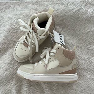 Zara Kids high top sneakers. Gender Neutral/Tan colors. Brand new with tags.